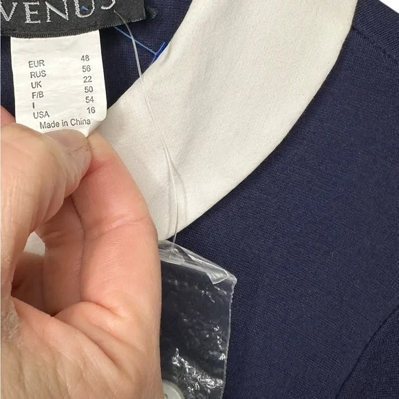 Venus Navy Blue Dress with White Collar size 16 NWOT - Picture 4 of 6